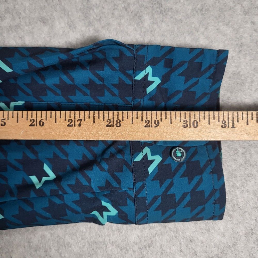 William Murray Houndstooth Long Sleeve Button Up‎ Shirt Mens Large Blue - Picture 9 of 9